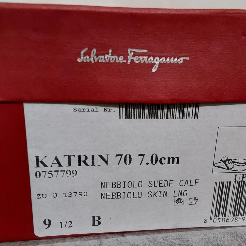 Salvatore Ferragamo Dark Maroon Suede Bow Pumps - Picture 7 of 16
